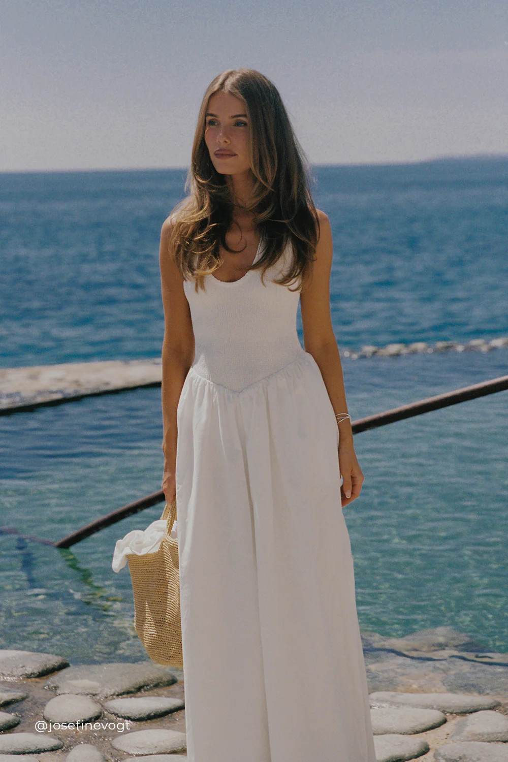 FLORENCE WHITE SLEEVELESS COTTON MIDI DRESS | DISSH