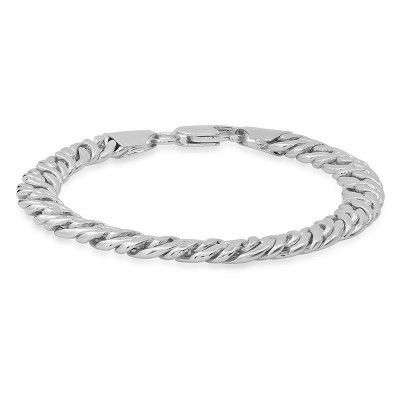 Steeltime Ladies 18k white gold plated brass curb bracelet | Target
