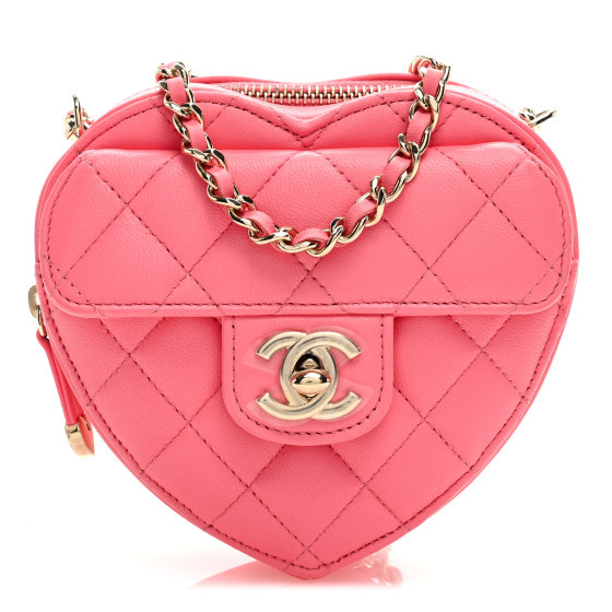Chanel Lambskin Quilted CC In Love Heart Clutch With Chain Pink | FASHIONPHILE (US)