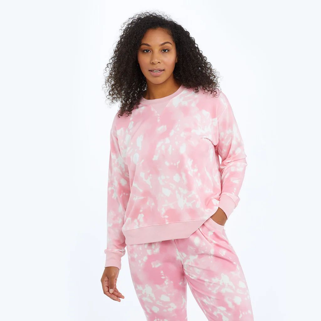 The Softest French Terry Relaxed Crew - Pink Sky Tie Dye | SummerSalt
