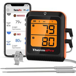 650 ft. Bluetooth Meat Thermometer (iOS/Android) Wireless Grill Thermometer with Dual Probes | The Home Depot