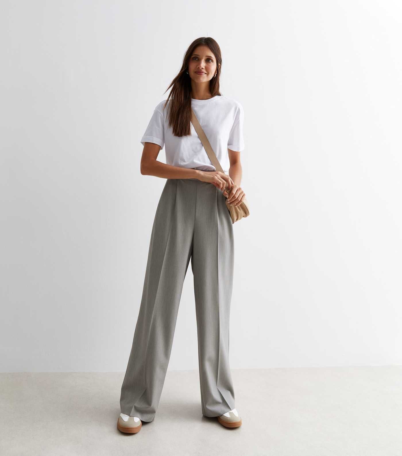 Grey Marl High Waist Tailored Wide Leg Trousers
						
						Add to Saved Items
						Remove from... | New Look (UK)