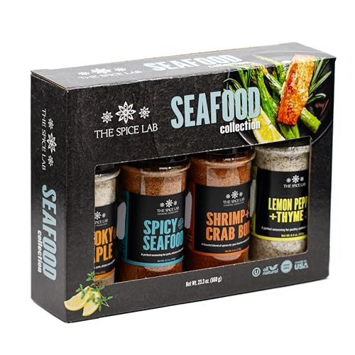 The Spice Lab Seafood Seasoning Set - Smoky Maple, Shrimp Boil, Spicy Seafood and Lemon Pepper - Gift Kit - All Around Cooking & Air Fryers - Gift for Men or Gift for Dad – Made in the USA | Amazon (US)