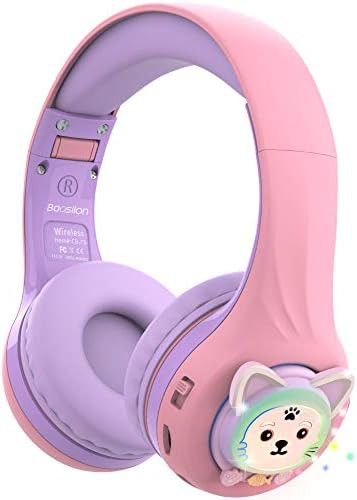 Riwbox Baosilon CB-7S Cat Kids Headphones Wireless/Wired with Mic, Light Up Bluetooth Headphones Ove | Amazon (US)