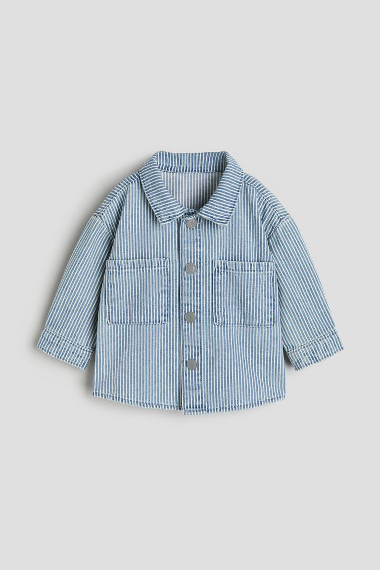 Cotton twill shacket - Blue/Striped - Kids | H&M GB | H&M (UK, MY, IN, SG, PH, TW, HK)