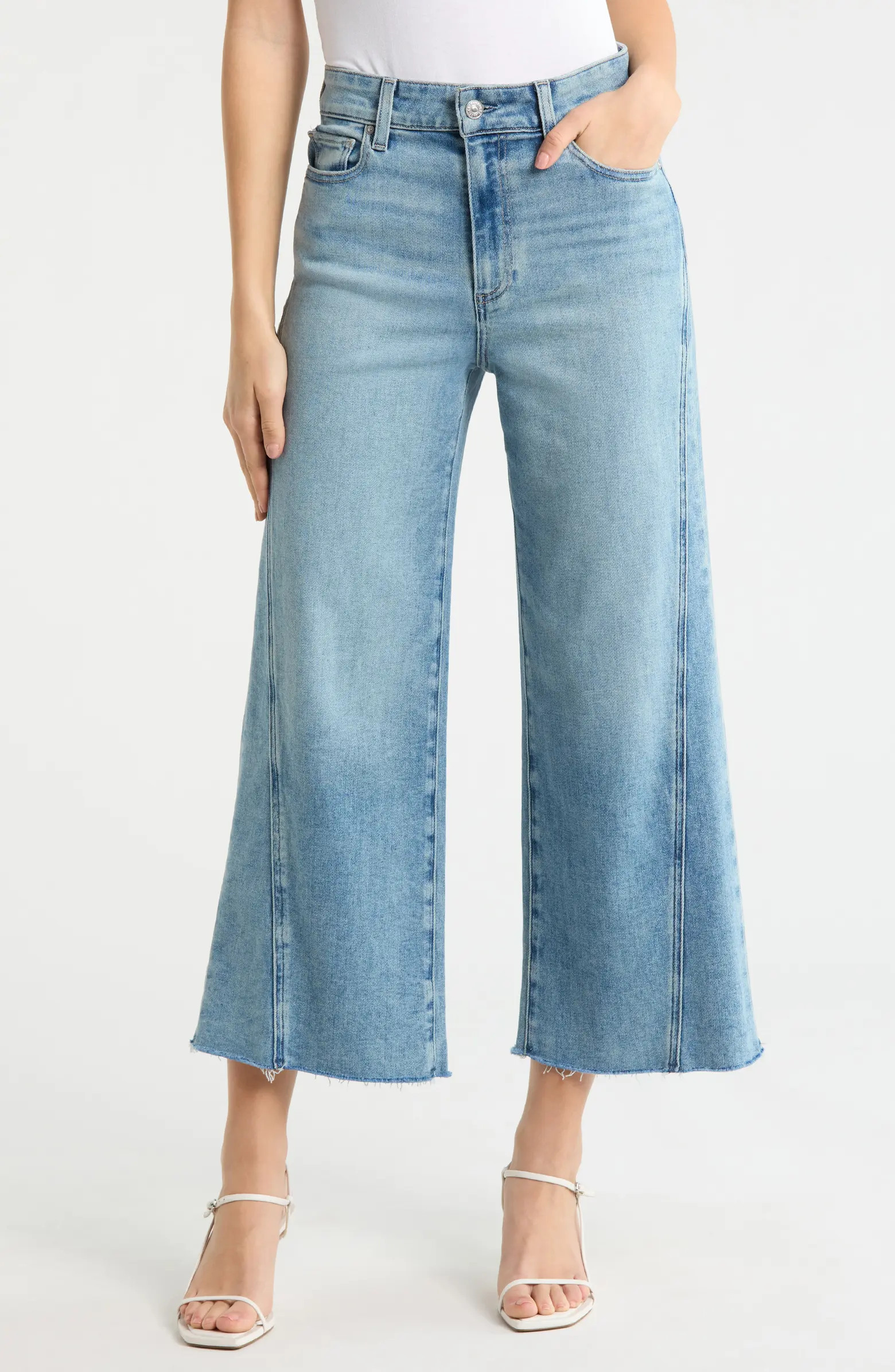 Anessa Twisted Seam Raw Hem High Waist Wide Leg Jeans | Nordstrom