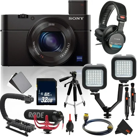 Sony Cyber-Shot DSC-RX100 III Digital Camera Vlogging Kit Rode Mic, Sony Studio | Walmart (US)