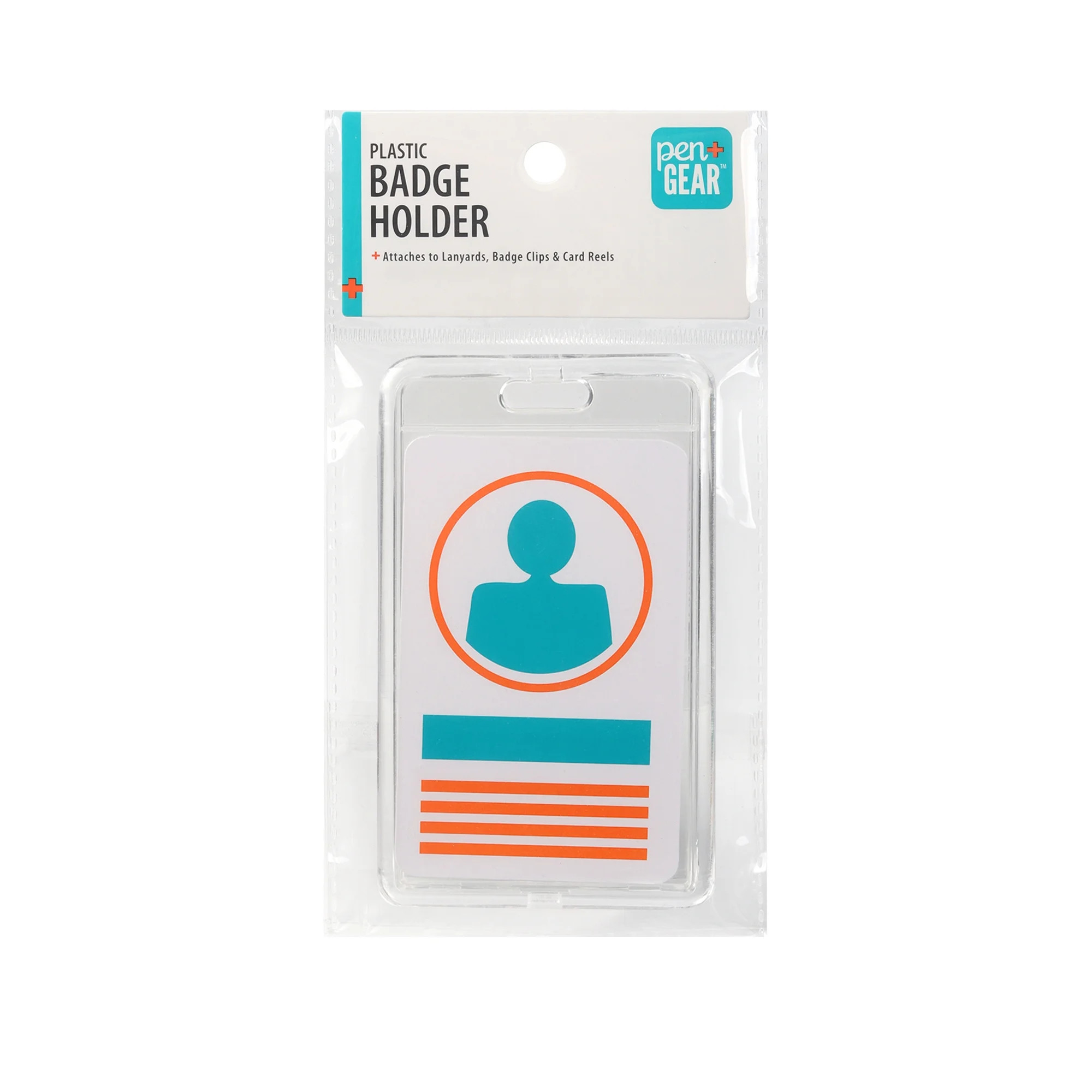Pen+Gear 1 Pack Plastic Badge Holders, Clear ID Card Holders with Easy Access Vertical Plastic Ca... | Walmart (US)