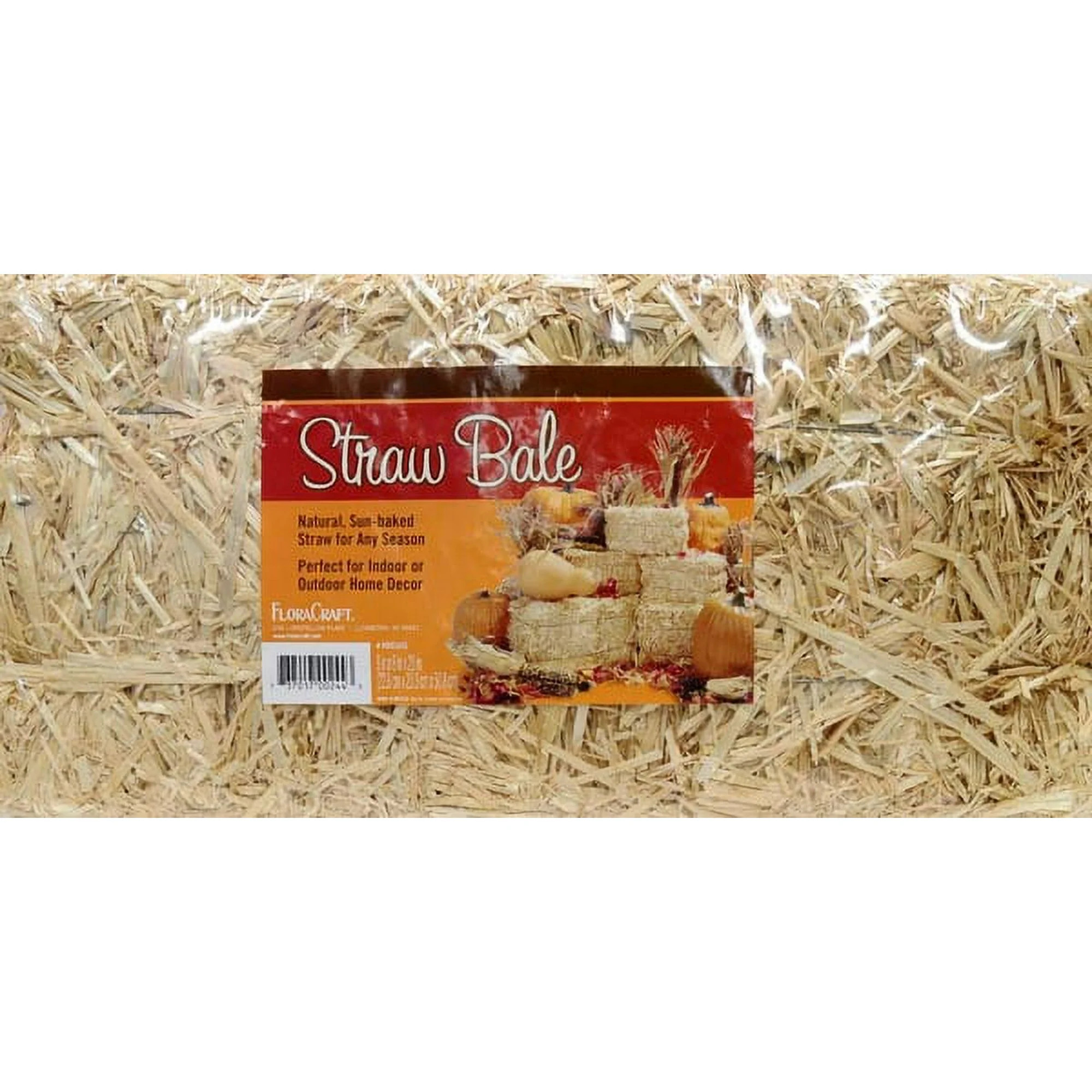 FloraCraft Harvest Autumn Tan 20" x 9" Straw Bale | Walmart (US)
