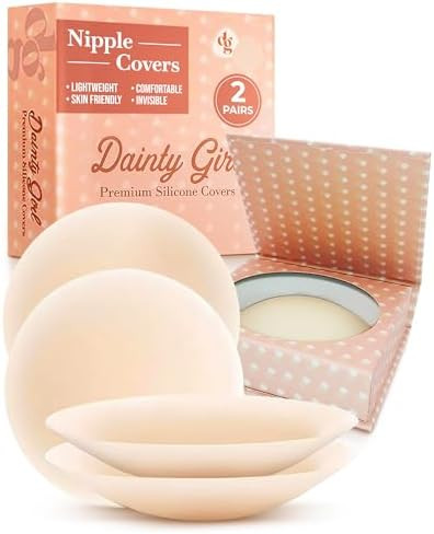 Dainty Girl Reusable Nipple Covers for Women – 2 Pairs Silicone Adhesive Pasties comes with Tra... | Amazon (US)