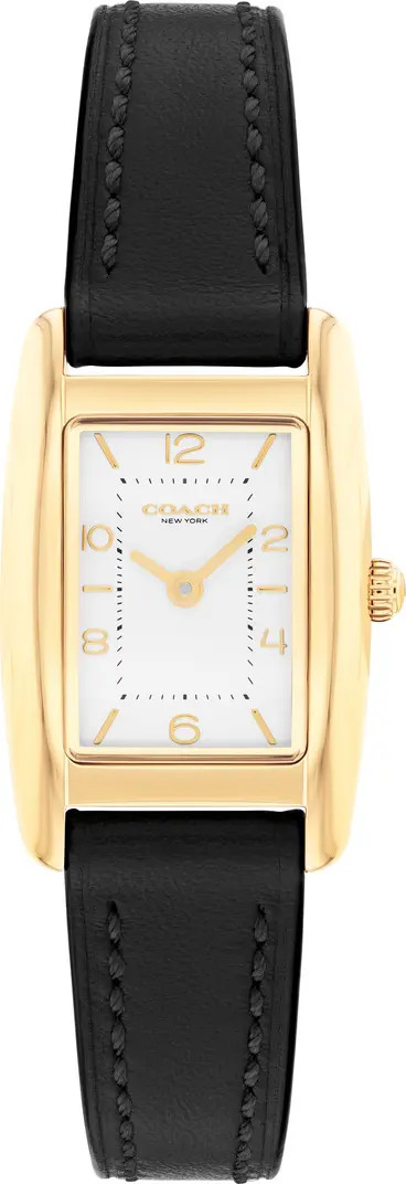 Saddle Rectangular Leather Strap Watch, 20mm x 30mm | Nordstrom
