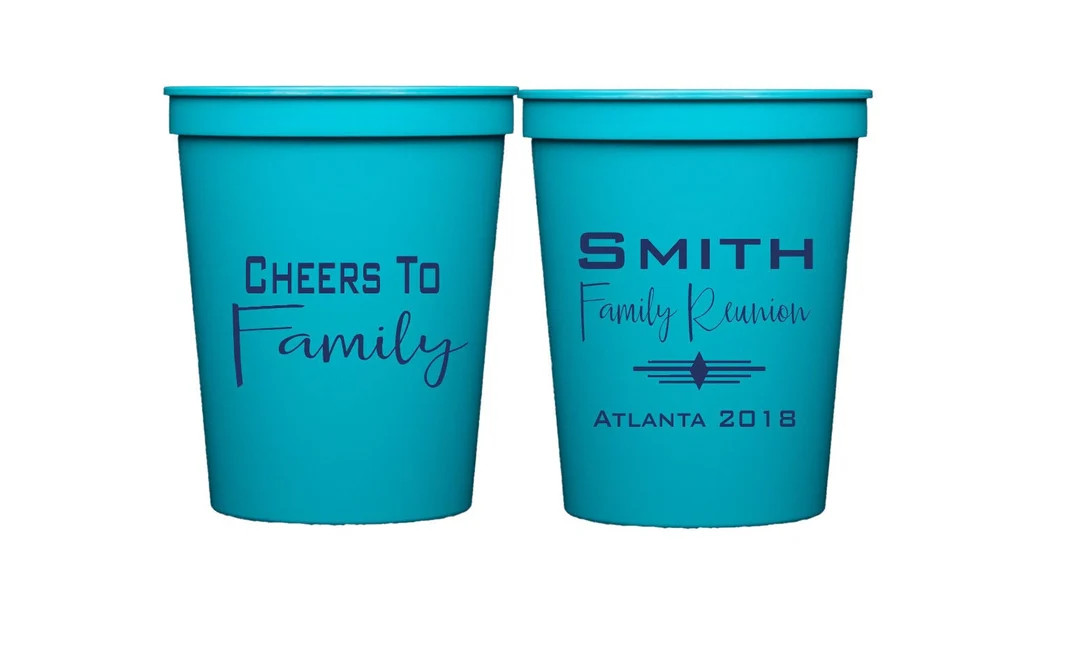 Family Reunion Cups, Reunion Favor, Cheers to Family Cups, Personalized Plastic Cups, Personalize... | Etsy (Global)