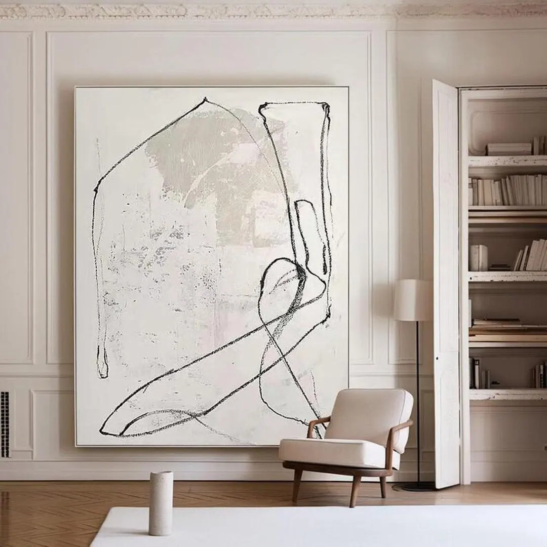 White Minimalist Painting, Scandinavian Wall Art, Minimalist Wall Decor, Wabi Sabi Wall Art, Ligh... | Etsy (US)