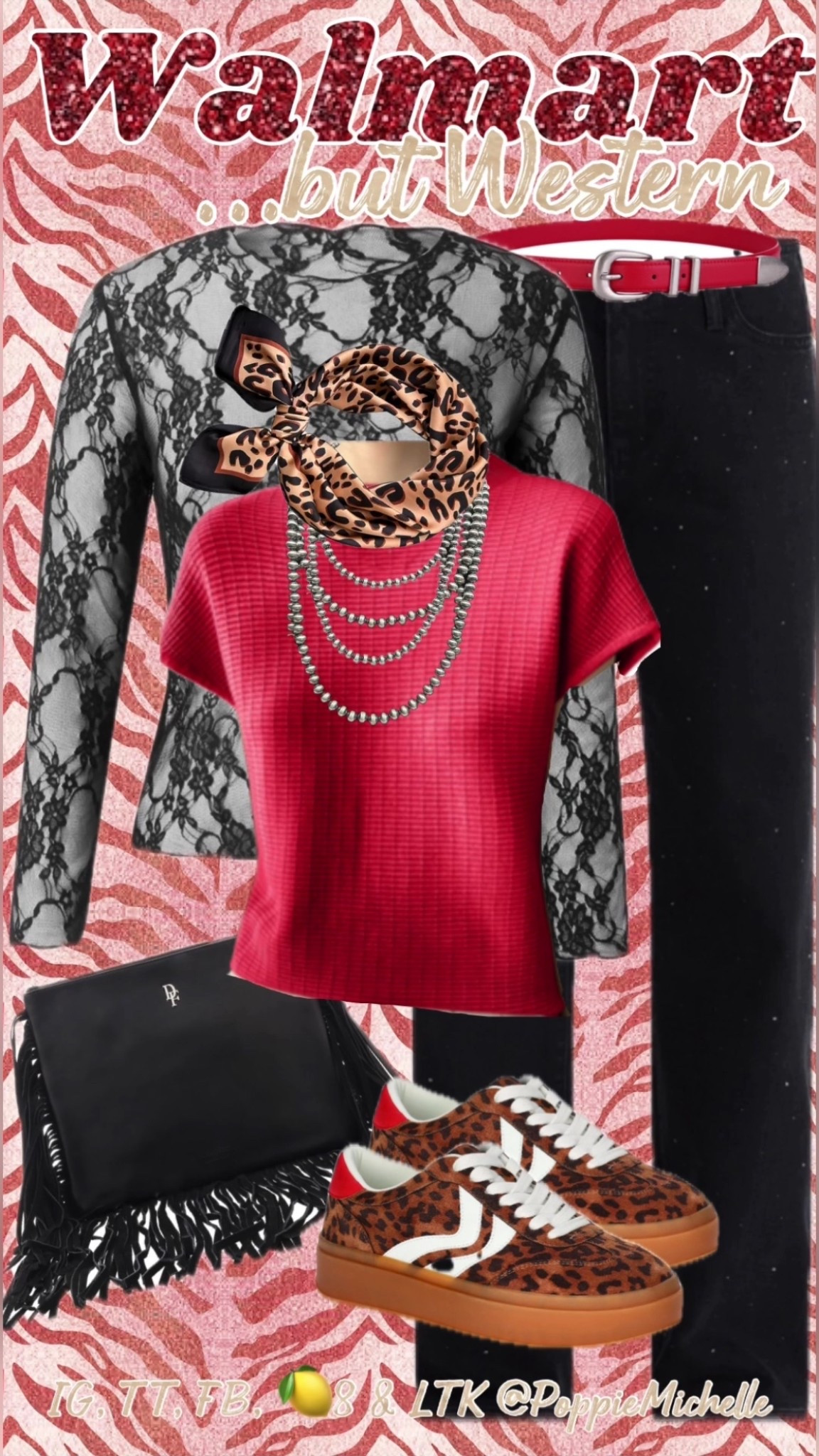 Walmart Outfit Inspiration 
Valentines Day Outfit 
Teacher valentines outfit

Red mock neck, sleeveless sweater, red sleeveless sweater, red mock neck sweater, black lace, top, black, long sleeve, sheer lace shirt, black straight leg, jeans, black jeans with rhinestones, black embellished, jeans with rhinestones, Walmart, embellished, jeans, Walmart, rhinestone jeans, leopard, print, tennis shoes, leopard sneakers, Madden NYC leopard sneakers 
Black fringe purse, leopard print scarves 

PoppieMichelle 

#LTKSeasonal #LTKgrwm #LTKootd