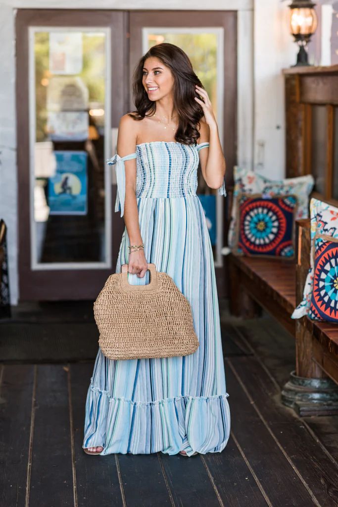 Saint Tropez Travels Maxi Dress, Blue | The Mint Julep Boutique