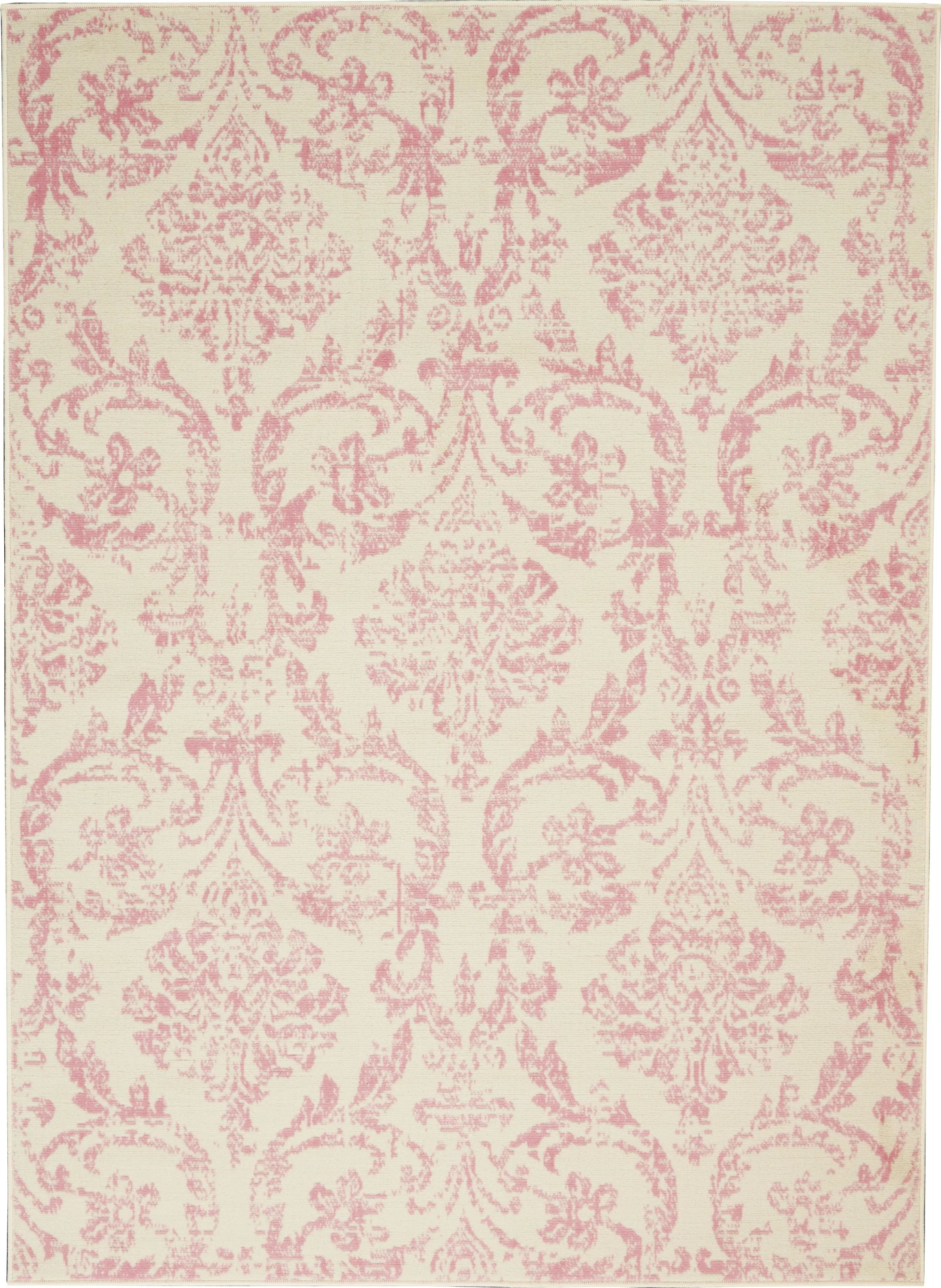 Bliss Farmhouse Transitional Damask Ivory/Pink 5' x 7' Area Rug | Walmart (US)