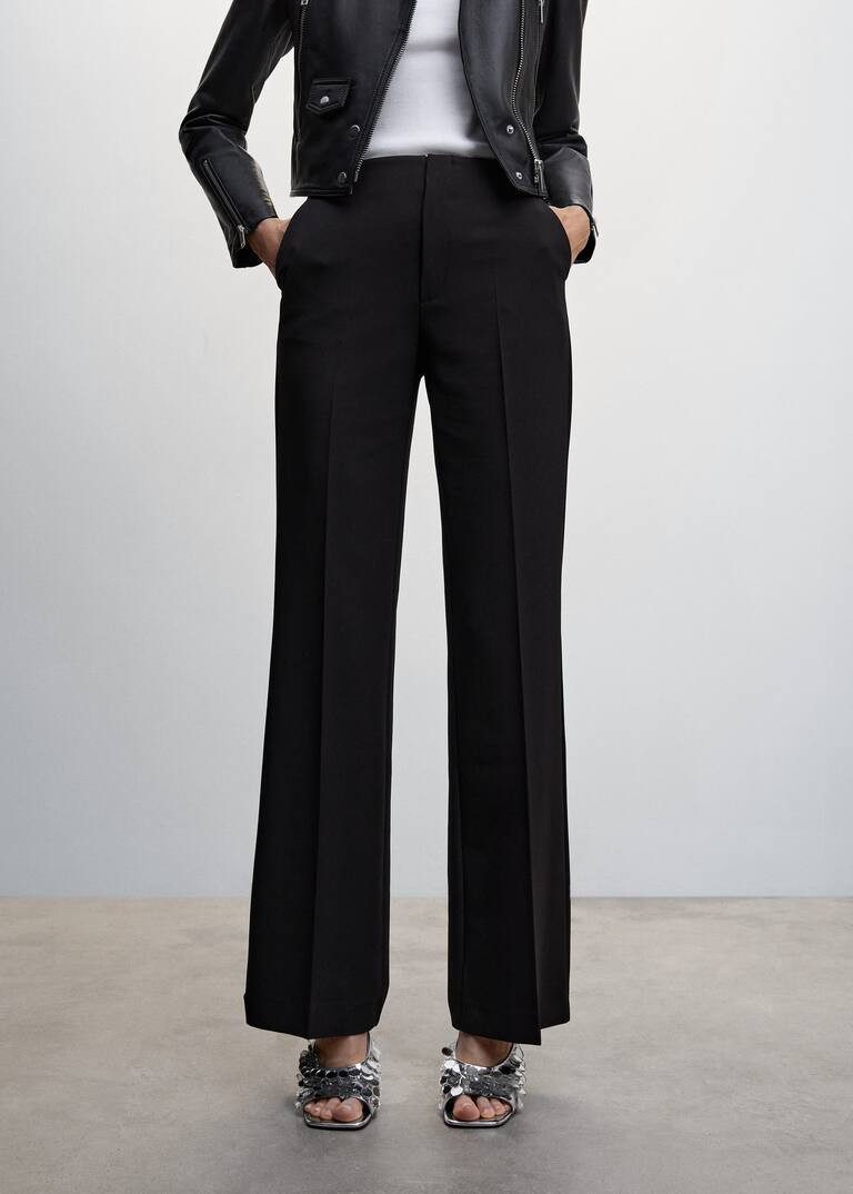 Wide leg fluid pants -  Women | Mango USA | MANGO (US)