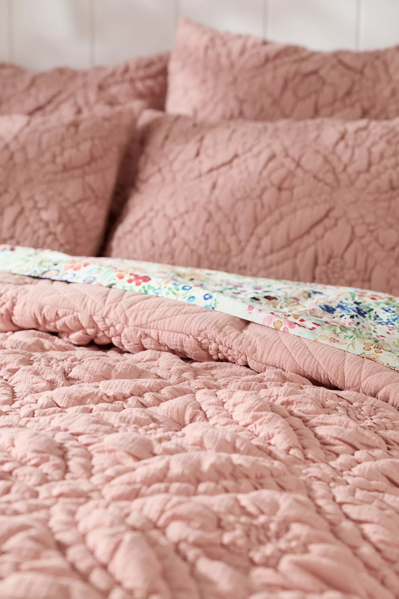 Everly Cotton Floral Manipulated Quilt | Anthropologie (US)