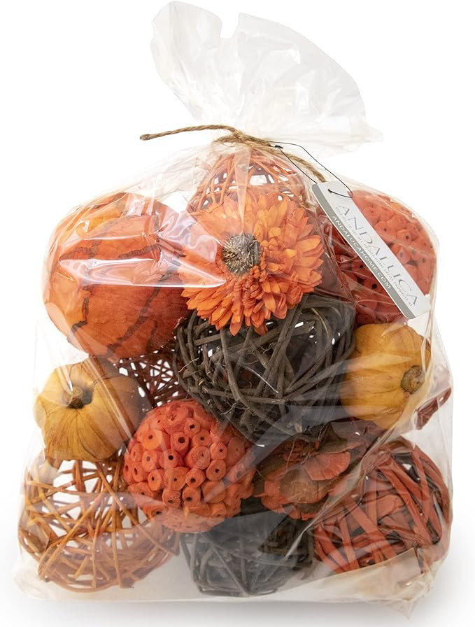 ANDALUCA Orange Decorative Vase Filler Bag with Mini Pumpkins, Orbs, Balls & Flowers Bowl Filler ... | Amazon (US)