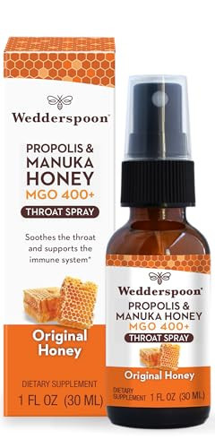Wedderspoon Propolis and Manuka Honey Throat Spray, Original Honey, 1 Fl Oz (Pack of 1), Sore Throat Relief, Natural Immune Support | Amazon (US)