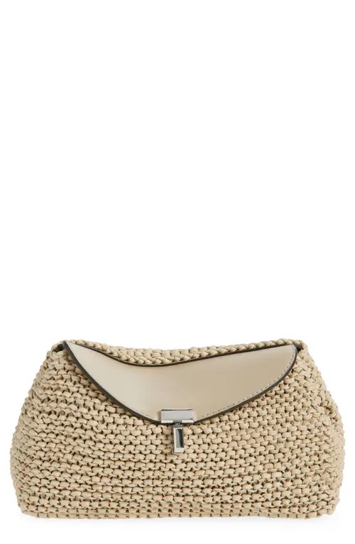 TOTEME Mini T-Lock Knit Leather Clutch in Fawn at Nordstrom | Nordstrom