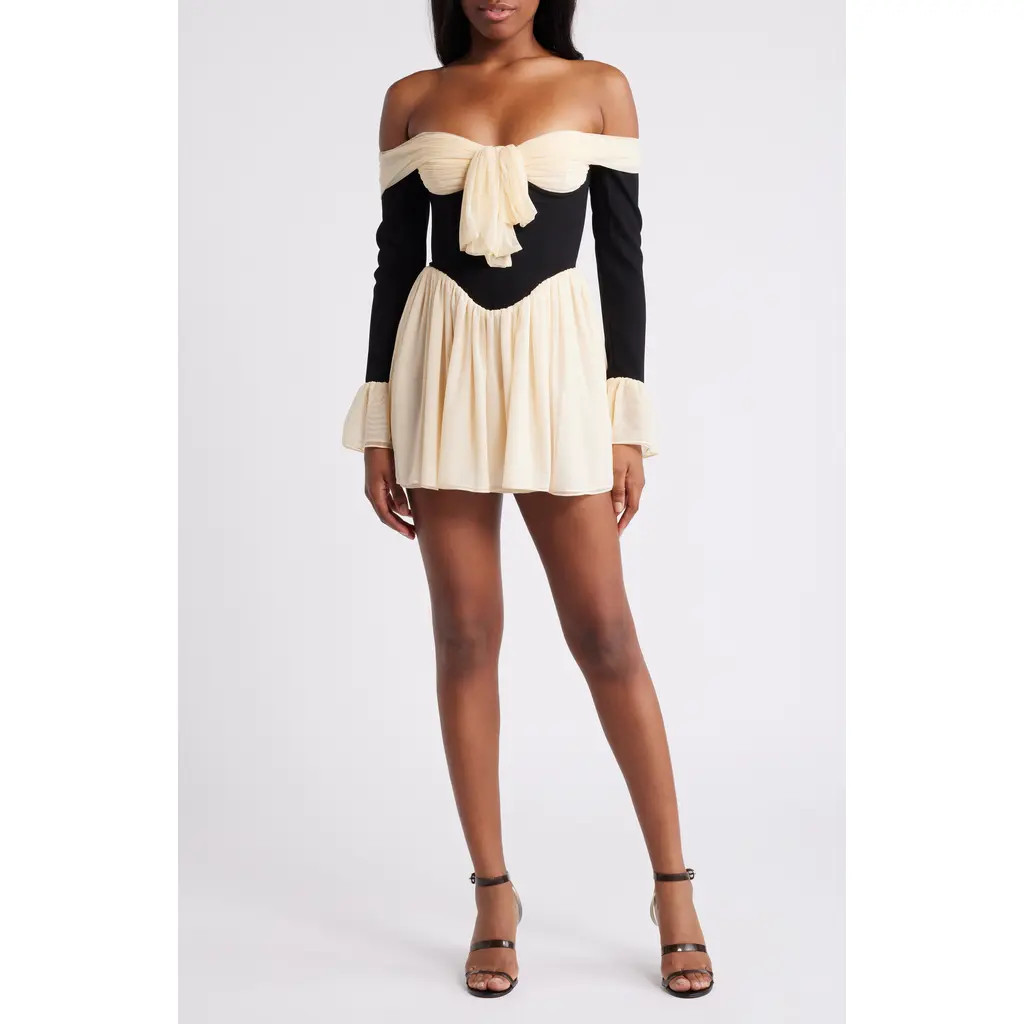 HOUSE OF CB Alana Strapless Long Sleeve Minidress in Black at Nordstrom, Size X-Large D | Nordstrom