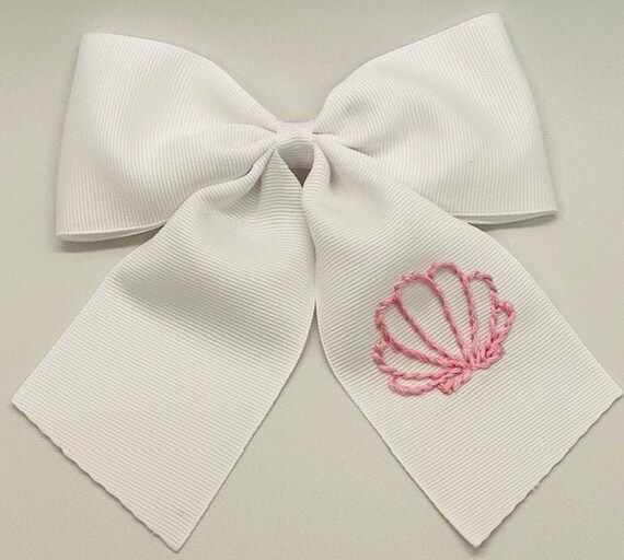 Seashell Hand- Embroidered Bow | Etsy (US)