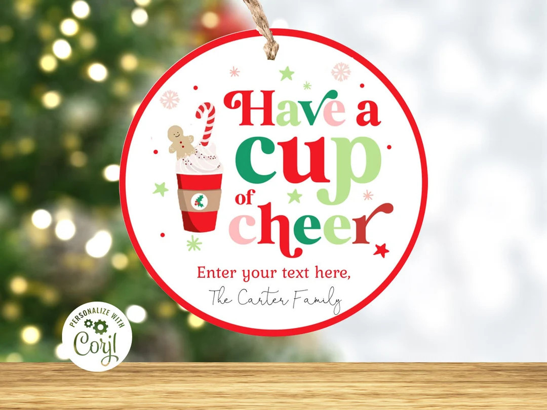Christmas mug gift tag, Christmas coffee gift tag printable have a cup of cheer, Hot cocoa mug gi... | Etsy (US)