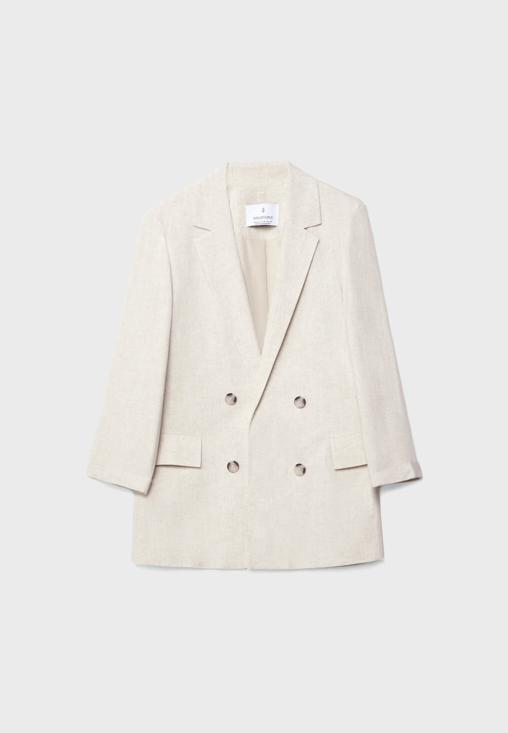 Open linen blend blazer with buttons | Stradivarius (UK)