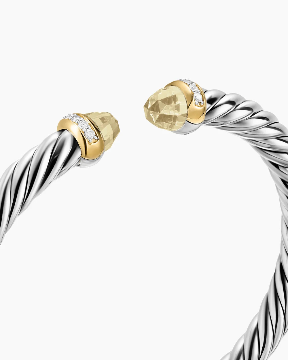 David Yurman | Cable Flex Bracelet in Sterling Silver with 14K Yellow Gold and Diamonds, 6mm | David Yurman