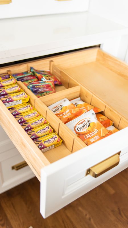 Kitchen hacks, snack drawer organizer, brass fixtures

#LTKhome #LTKfamily