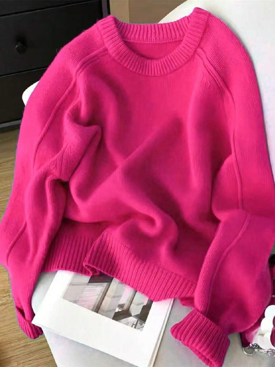 Casual Solid Color Soft & Cozy Knit Sweater, Autumn/Winter | SHEIN