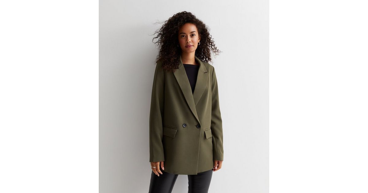 Khaki oversized blazer top