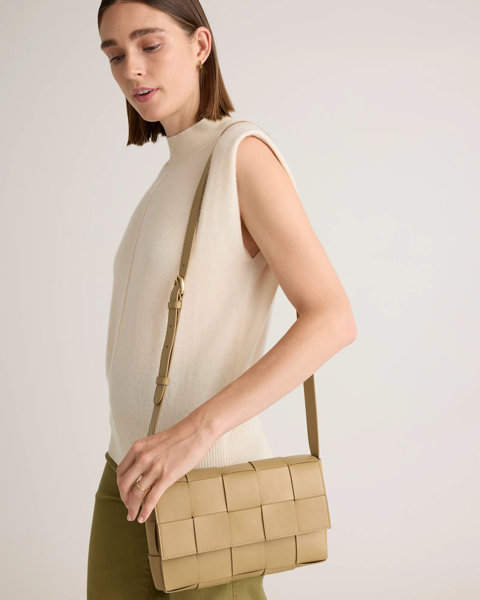Italian Leather Handwoven Flap Crossbody | Quince