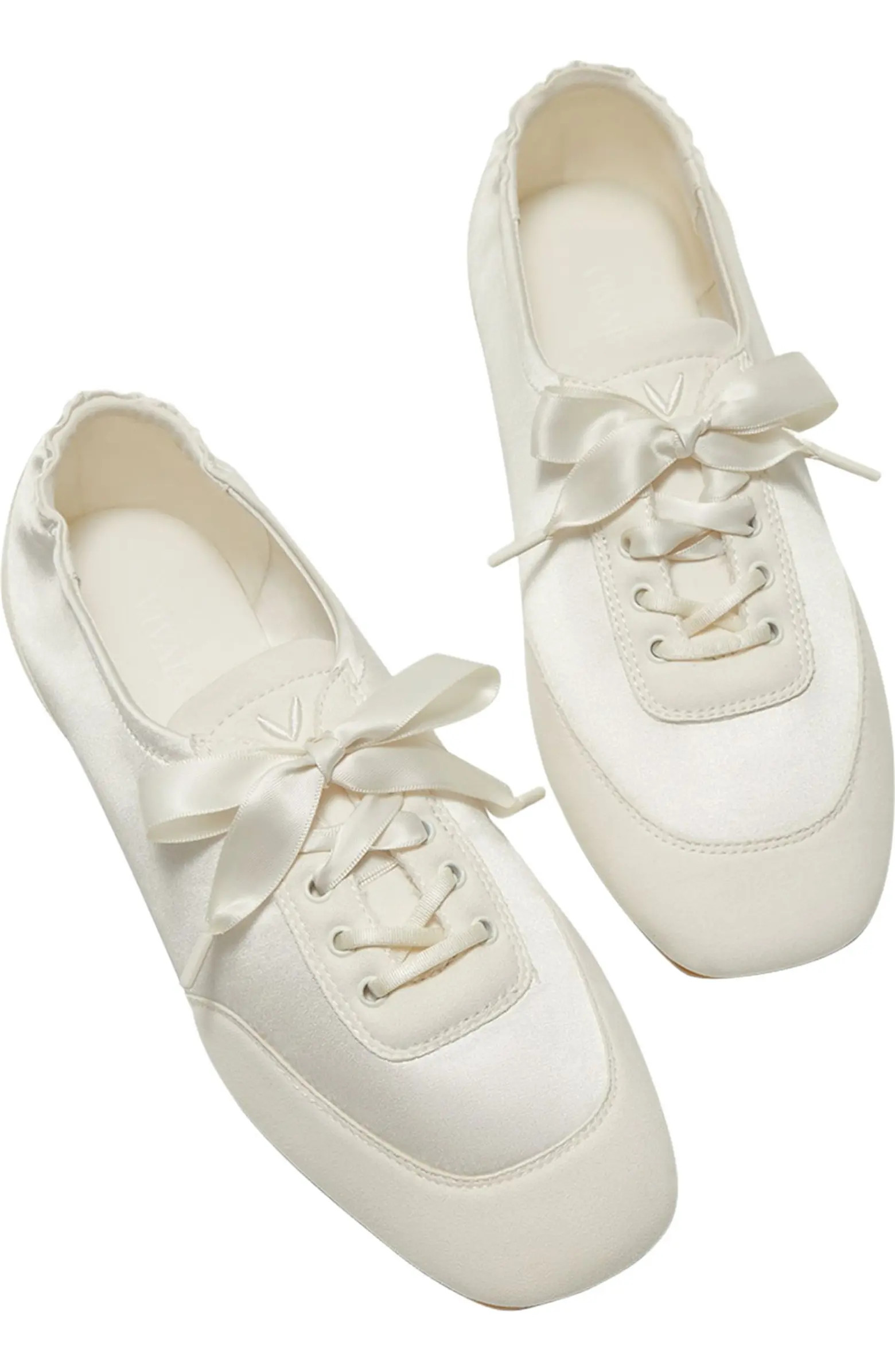 Square-Toe Lace-Up Satin Sneakerina | Nordstrom