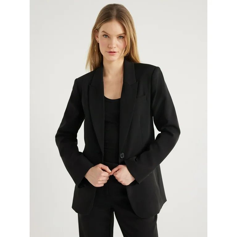 Scoop Women's Ultimate One Button Crepe Suit Blazer, Sizes XS-XXL | Walmart (US)