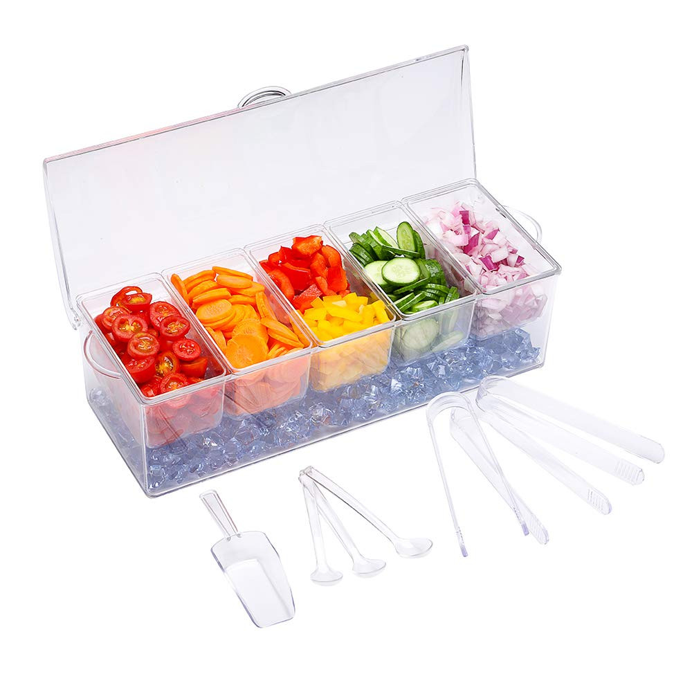 VWMYQ Condiment Server, Tray, ice Party Serving bar, Chilled Caddy, bar Garnish Holder on ice, Di... | Amazon (US)