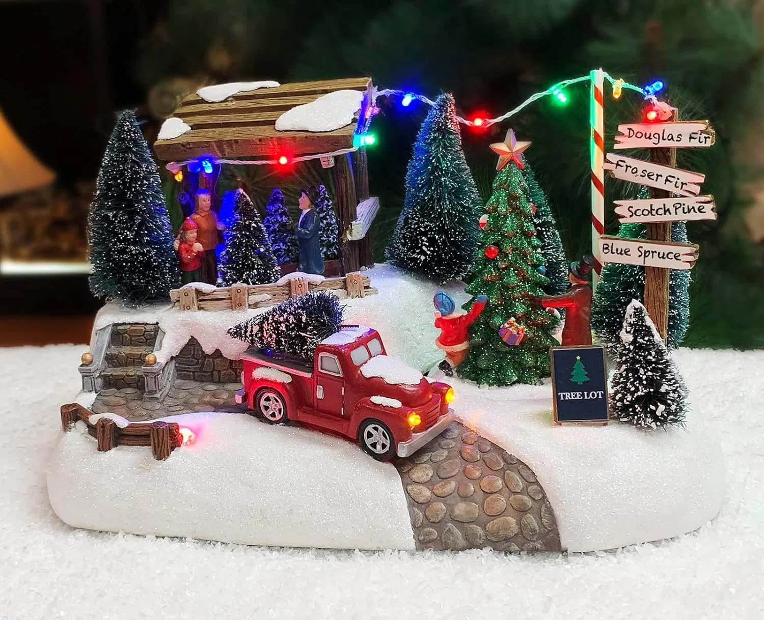 6.9”H Tree Lot - LED Lights, 8 Carols Music, Adapter or Battery - Hand-Painted Resin | Wayfair North America