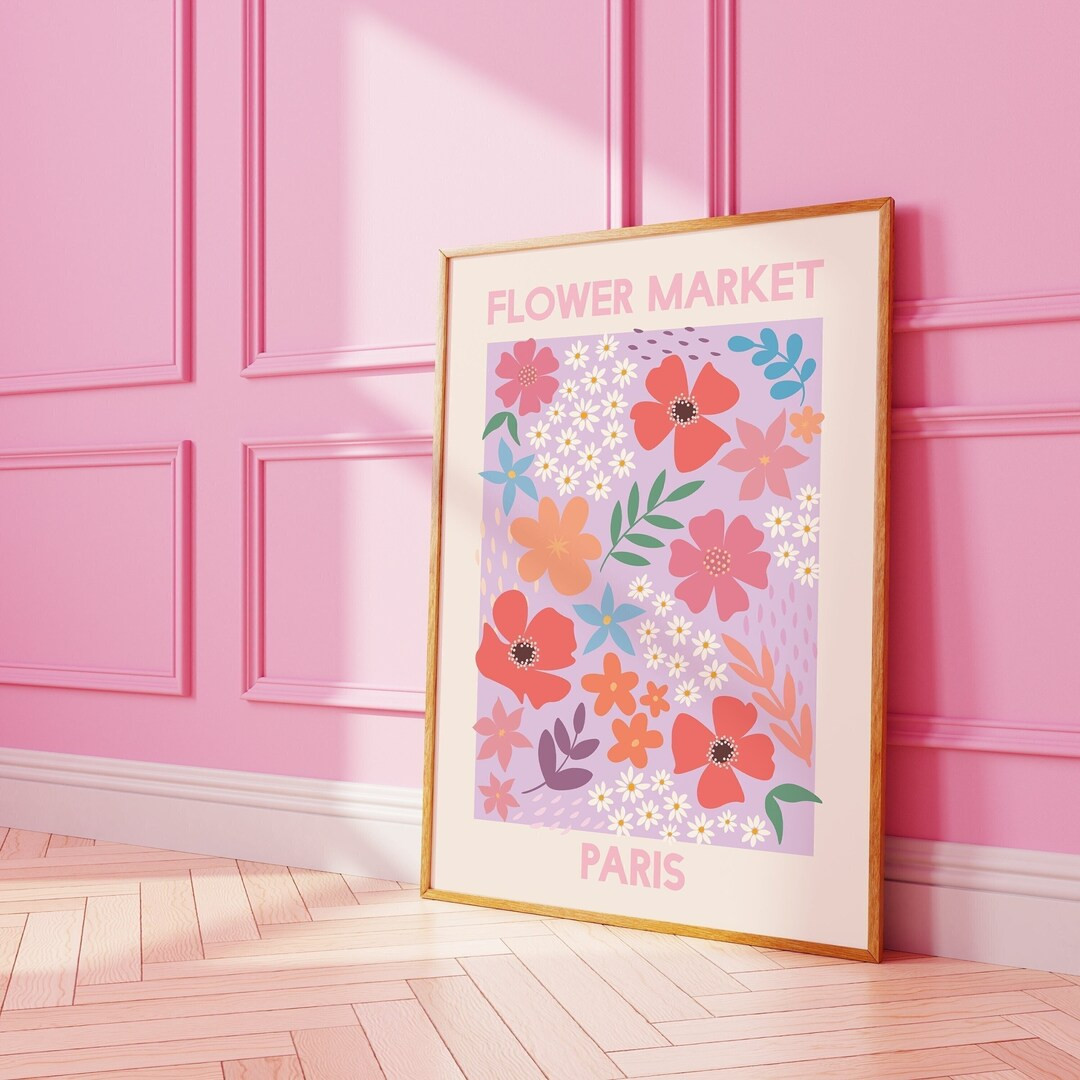 Flower Market Paris Print Digital Art Download Purple Floral Printable Wall Art Cute Trendy Wall ... | Etsy (US)