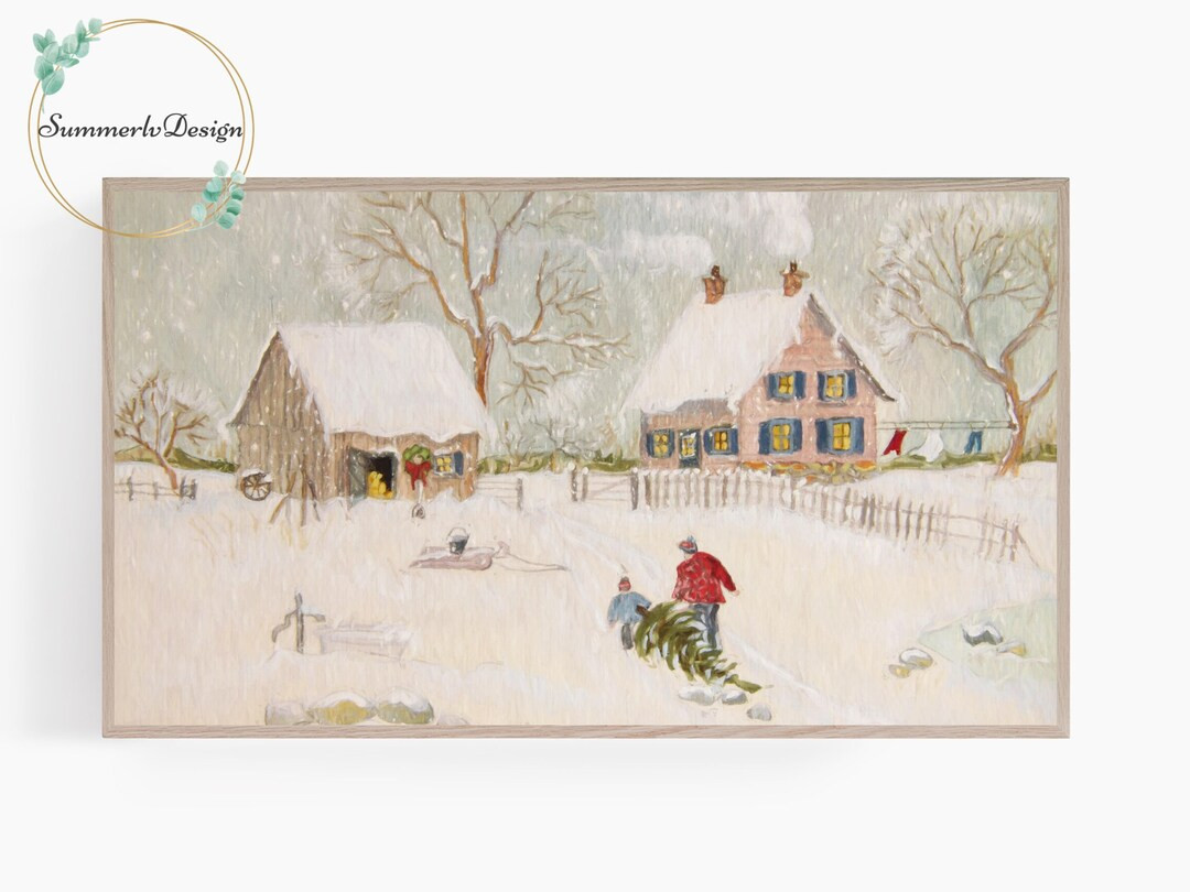 Samsung Frame TV Art Christmas Farmhouse Snowy Winter - Etsy | Etsy (US)