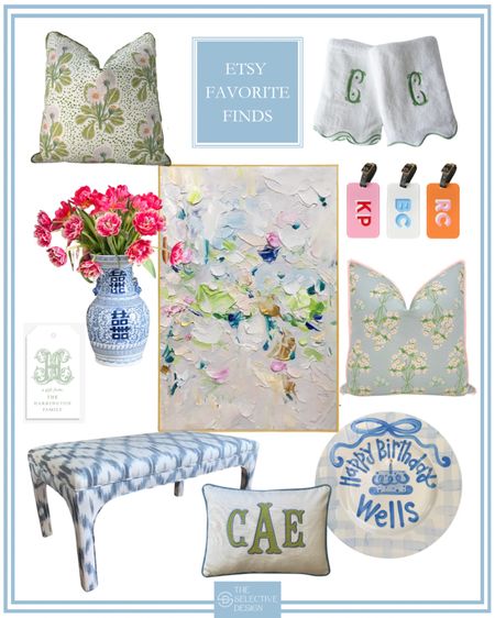 Pretty Etsy finds 😍

Etsy pillow cover, floral pillow cover, green pillow cover, blue pillow cover, monogrammed hand towels, monogrammed towels, luggage tag, personalized luggage tag, abstract wall art, abstract canvas, framed abstract art, feminine art, blue chinoiserie vase, monogrammed gift tag, personalized gift tag, timeless home decor, upholstered bench, monogrammed pillow, baby pillow, personalized birthday plate, monogrammed birthday plate, southern home decor, Grandmillennial, lulie Wallace 

#LTKFindsUnder50 #LTKHome #LTKFindsUnder100