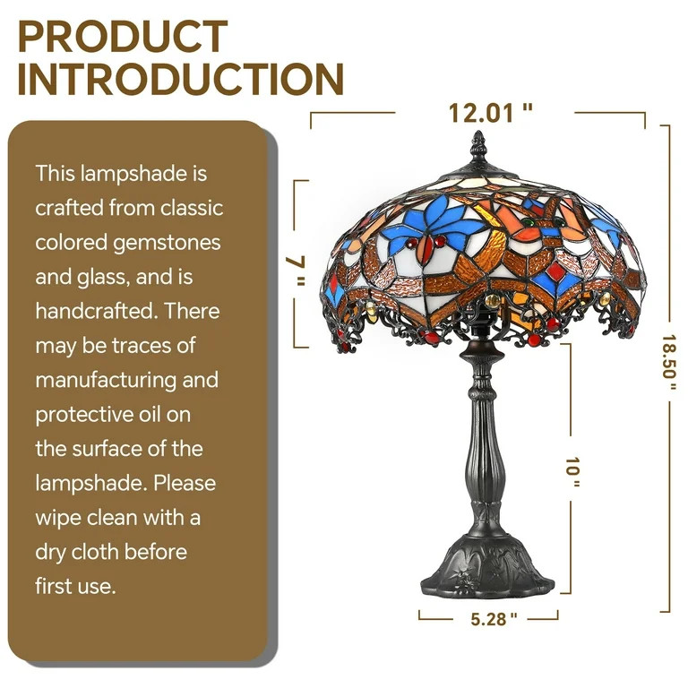 SUNMORY 18.5'' Stained Glass Tiffany Style Table Lamps, Bedroom Bedside Reading Desk Light for Li... | Walmart (US)