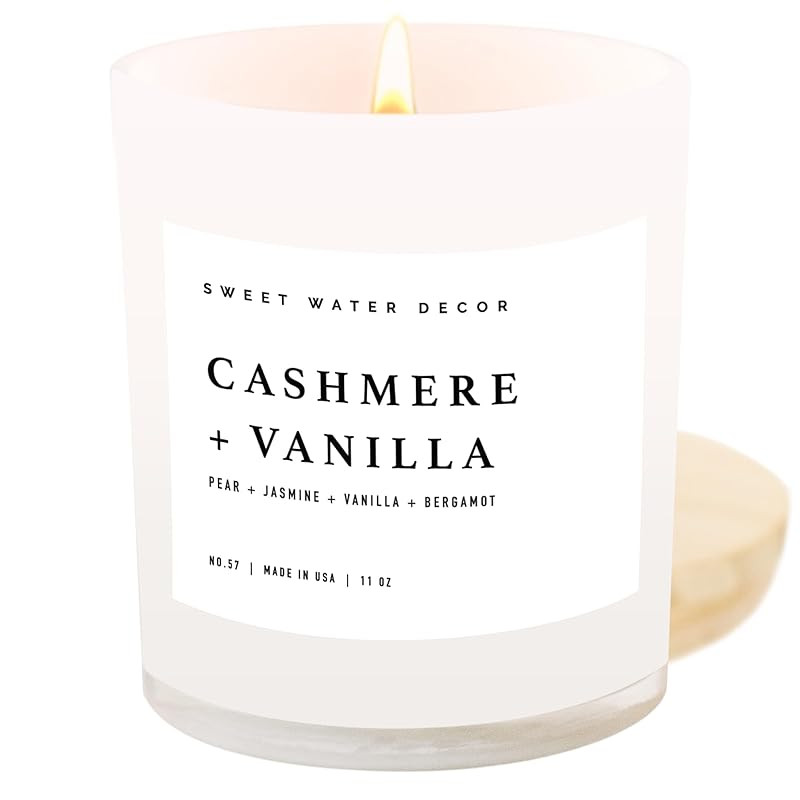 Sweet Water Decor Cashmere and Vanilla Soy Candle | Milky Coconut, Frangipani, and Soft Cashmere ... | Amazon (US)