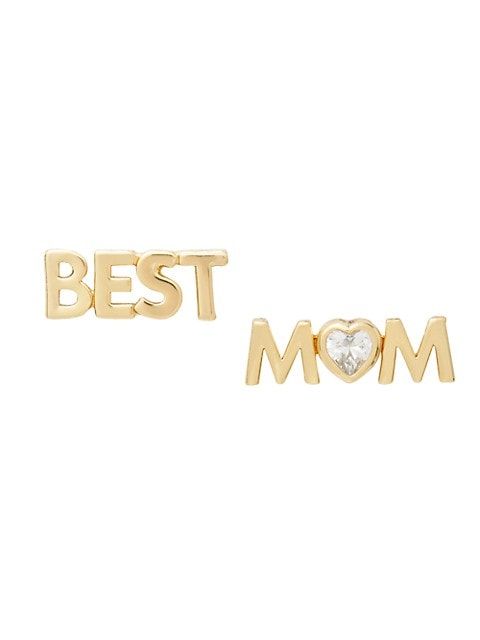 Love You, Mom Goldtone Cubic Zirconia Studs | Saks Fifth Avenue