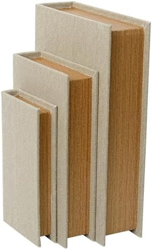 Decorative Book Boxes Set of 3 – Modern Faux Linen & Wood Hidden Storage for Coffee Table – S... | Amazon (US)