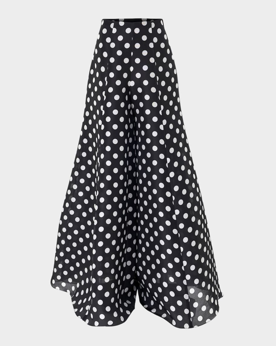 Polka-Dot Silk Palazzo Pants | Neiman Marcus