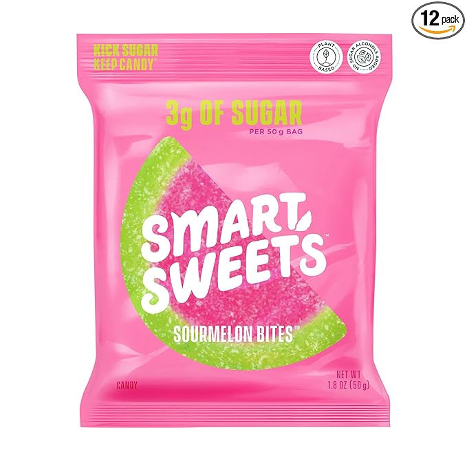SmartSweets Sourmelon Bites, 1.8oz (Pack of 12), Sour Watermelon Gummy Candy with Low Sugar (3g),... | Amazon (US)