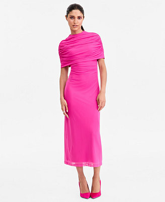 Women's Mock-Neck Midi Shrug Cape Dress | Macy's