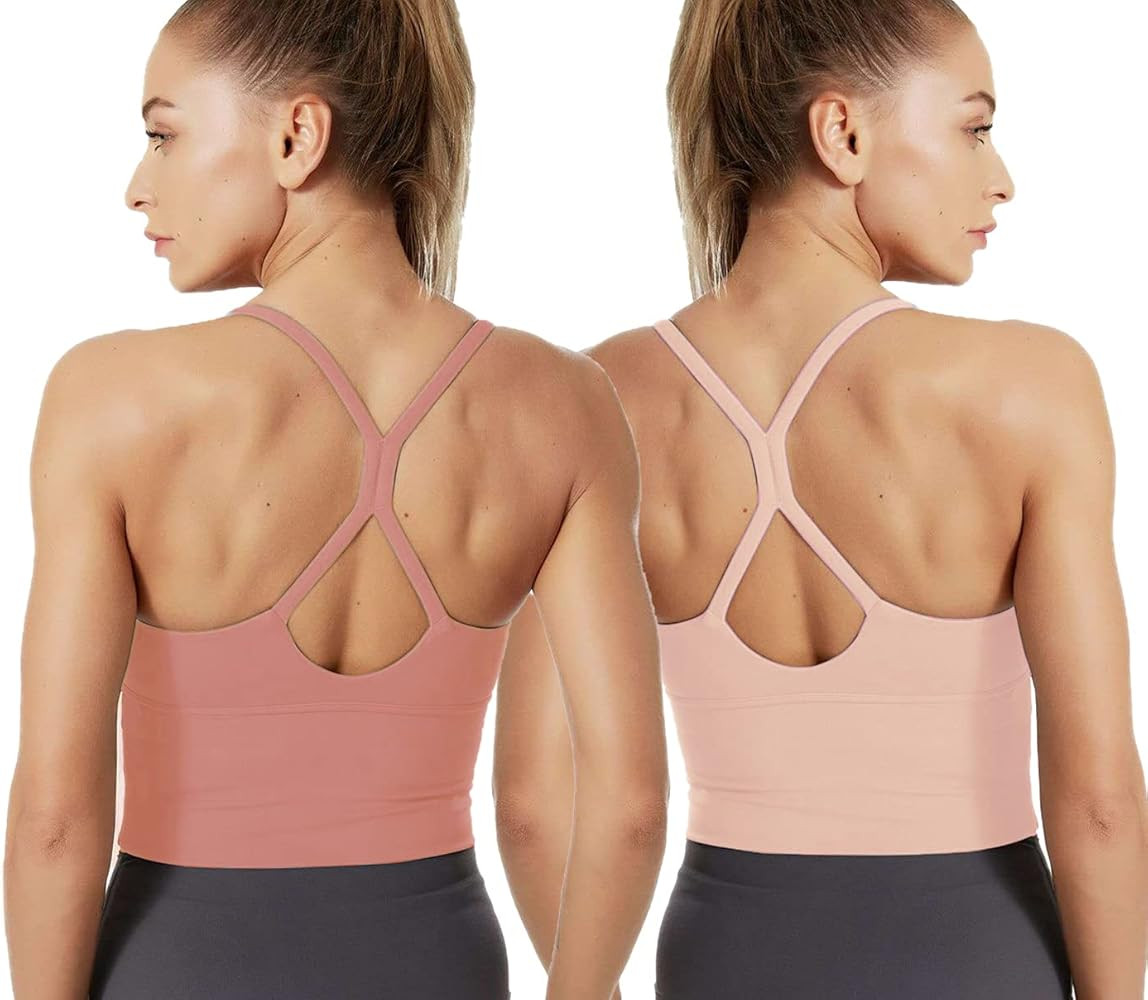 Amazon.com: Womens Sports Bras Crop Tops Tank Gym Camisole Workout Bras Longline Fitness Yoga Run... | Amazon (US)