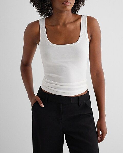 Supersoft Fitted Ribbed Scoop Neck Tank | Express